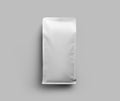 Mockup of white gusset packaging for coffee beans, coffee pouch for presentation, design, pattern Royalty Free Stock Photo