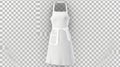 Mockup of white kitchen outfit uniform, female pinafore for cooking, barbecue, or cleaning with pocket, belt and straps Royalty Free Stock Photo
