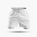 Mockup of white loose shorts with underpants compression line, tie waist, sportswear, 3D rendering, isolated on background