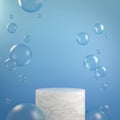 Mockup White Marble Podium With Clear Bubble Background 3d Render