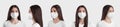 Mockup of a white mask with a mechanical filter, FFP3 on a nurse, isolated on background. Set Royalty Free Stock Photo