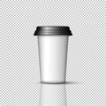 Mockup of white paper coffee cup with black lid