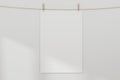 Mockup white realistic empty picture frame on white wall background