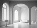 mockup. White room with window and sofa. AI generative Royalty Free Stock Photo