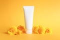 Mockup of white squeeze bottle cosmetic cream tube for branding of medicine or cosmetics - shampoo, gel, skincare. Moisturizer Royalty Free Stock Photo