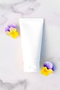 Mockup of white squeeze bottle cosmetic cream tube for branding of medicine or cosmetics - shampoo, gel, skincare. Moisturizer Royalty Free Stock Photo