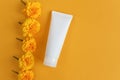 Mockup of white squeeze bottle plastic tube for branding of medicine or cosmetics - cream, gel, skincare. Cosmetic bottle Royalty Free Stock Photo