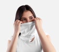 Mockup white texture buff, half mask Royalty Free Stock Photo