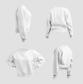 Mockup of women\'s white crop top sweatshirt, shirt canvas bella 3D rendering, isolated on background. Set