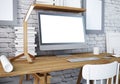 Mockup work desk with a PC. 3d