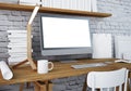 Mockup work desk with a PC. 3d