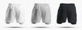 Mockups of sports men`s shorts with compression undershorts 3D rendering, back view