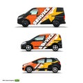 Mocup set with advertisement on Black Car, Cargo Van, and delivery Van.