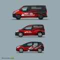 Mocup set with advertisement on Black Car, Cargo Van, and delivery Van.