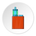 Mod and clearomizer in kit icon, cartoon style