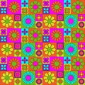 Mod colorful geometric pattern with flowers