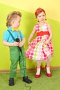 Mod girl and boy in bright