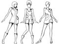 Mod girls sketch Royalty Free Stock Photo