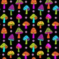 Mod neon colors mushroom seamless pattern