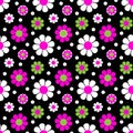 mod pink green black seamless daisy flower pattern
