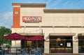 Mod Pizza storefront in Houston, TX with outdoor seating area. Royalty Free Stock Photo