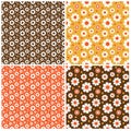 Mod seamless daisy patterns orange yellow brown