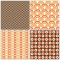 Mod seamless geometric patterns white yellow orange brown