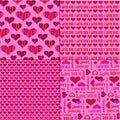 Mod valentines day patterns on pink