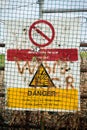 MoD warning signs at the edge of a firing range