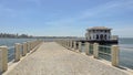 Moda beach and historical Moda pier in the Sea of Marmara Royalty Free Stock Photo