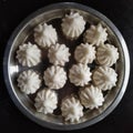 Modak, Maharashtrian traditional food, serve in steel plate