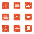 Modality icons set, grunge style Royalty Free Stock Photo