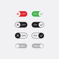 Mode off and mode on icons set. Vector On Off Switch. Day and Night Mode Switcher for Phone Screens. Royalty Free Stock Photo