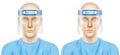 Medical workers, wearing plastic face shields.