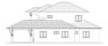 Two-storey terraced house in 2D black and white CAD drawing. Royalty Free Stock Photo