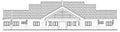 Single storey terrace house elevation in 2D black and white CAD drawing.