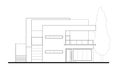 Illustration of the front facade of a two story bungalow with a modern design drawn using CAD.