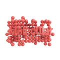 Model of abstract molecular structure with word lettering in trendy living coral color. Isolated on white background. 3d Royalty Free Stock Photo