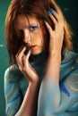 Model in Aqua bodypainting