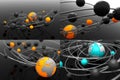 Model Atom with Globe - Set of 3D Illustrations