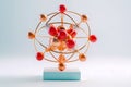 Model of atom on white background. Generative AI Royalty Free Stock Photo