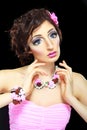 Model with barbie doll make-up Royalty Free Stock Photo