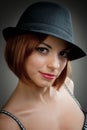 Model in black trilby style hat Royalty Free Stock Photo