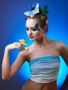 Model with butterfly bodyart Royalty Free Stock Photo