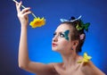 Model with butterfly bodyart Royalty Free Stock Photo