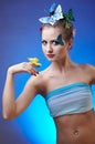 Model with butterfly bodyart Royalty Free Stock Photo