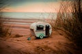 Model Caravan Display on the sandy beach