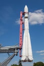 The model of the carrier rocket `East` at the Space pavilion at the All-Russia Exhibition Centre.