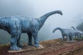 Model of Chiang Muang dinosaur with mist at Phayao province