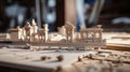 A model of a city with buildings and statues, AI Royalty Free Stock Photo